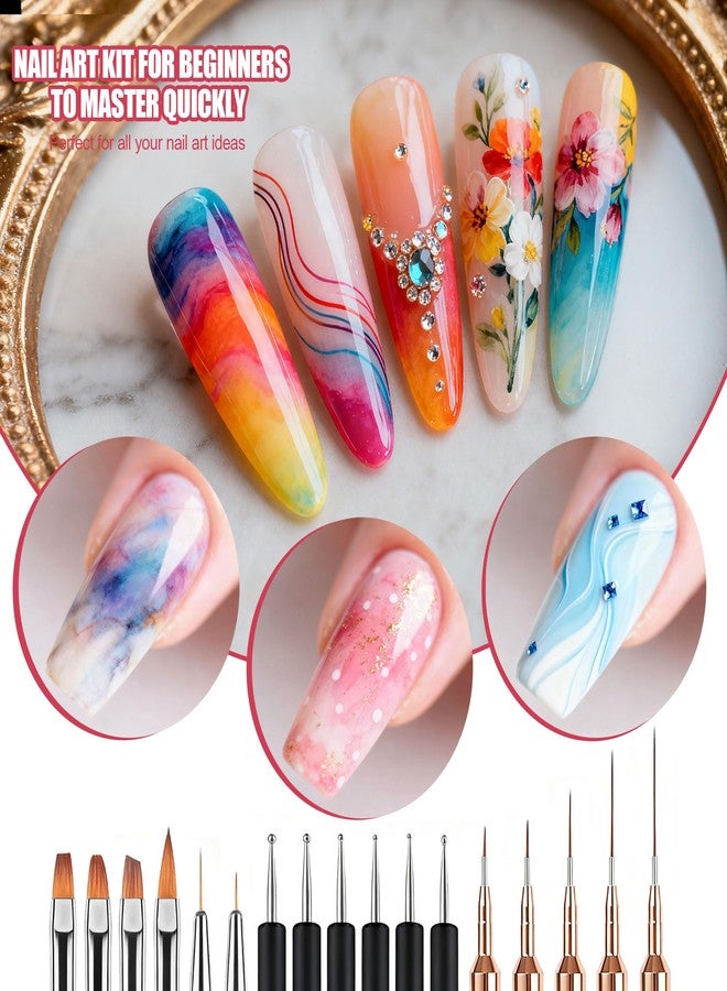 Artdone Nail Striping Tape Lines Kit With Nail Art Pens Dotting Tools And Liner Brushes For Gel Polish Small Detail Drawing Design Paint - Image 5